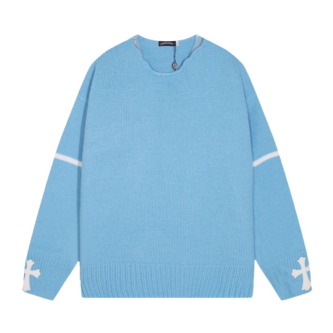 Chrome Hearts Knitwear Crewneck and V-neck with cross motifs distressed details — 0512023CPZC