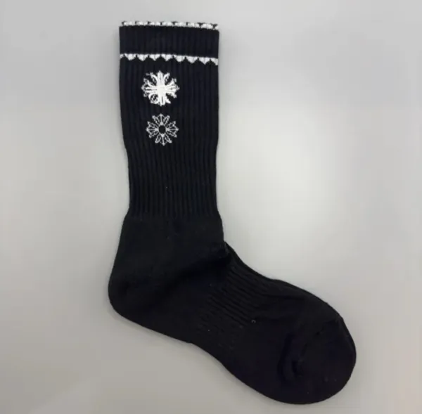 Design Snowflake Pattern Knit Sock Black - 1