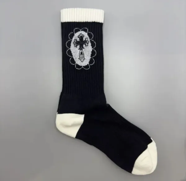 Chrome Hearts Cross Motif Crew Socks Black / White - 1
