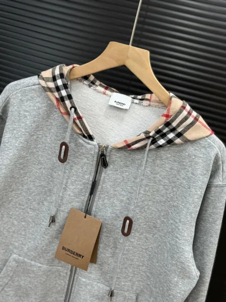 Burberry Logo Hoodie Gray Zip-Up Hoodie - 3