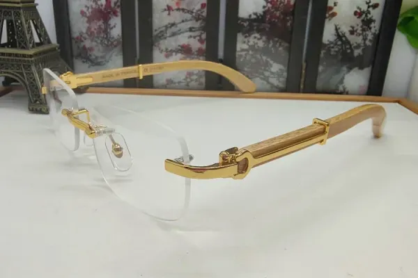 Design Cartier Santos Rimless Gold-Plated Optical Glasses Eyewear - 1