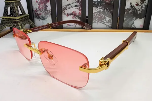 Design Rimless Pink Gradient Sunglasses with Gold-tone Accents Eyewear - 1