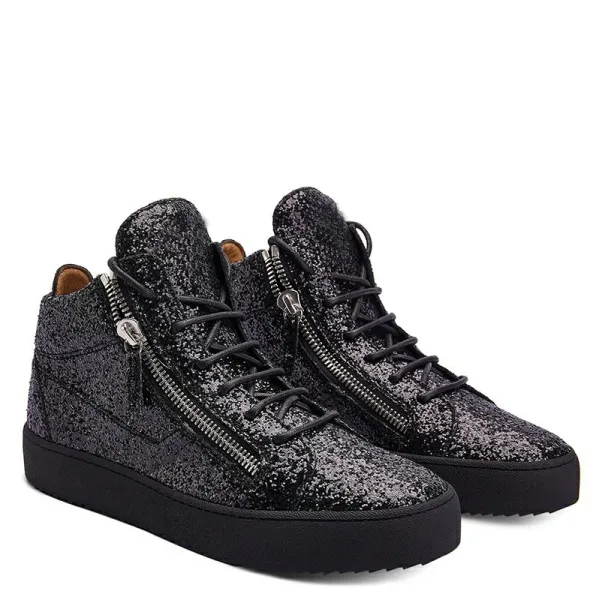 Design Giuseppe Zanotti Decolleté High-Top Sneakers Black Glitter Sneakers - 1