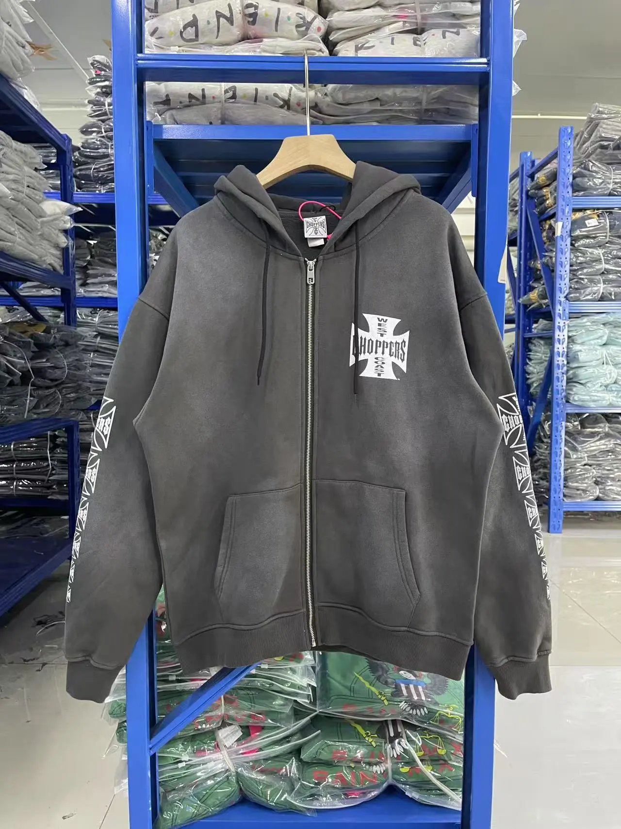 American West Coast Washed Vintage Zip-up Hoodie With Lining · 3
