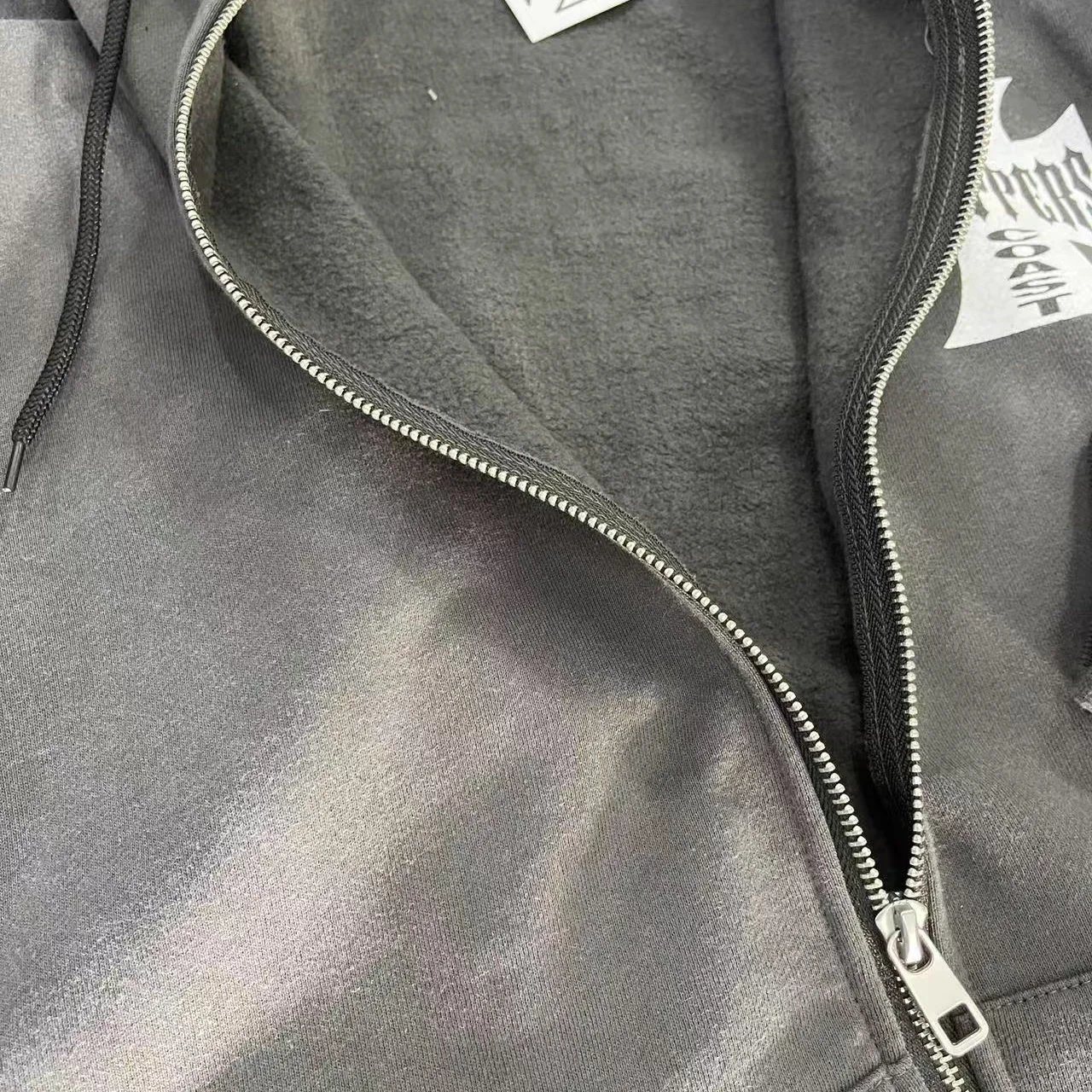 American West Coast Washed Vintage Zip-up Hoodie With Lining · 4
