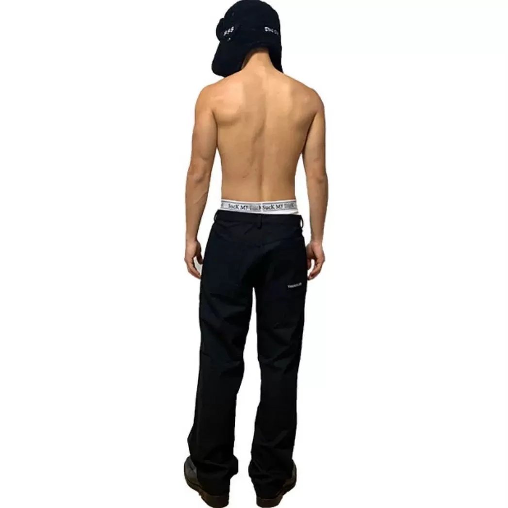 Riot Club Parody Slogan KnittedBelt Exposed Underwear FunNiche Boxer Briefs For Men andWomen