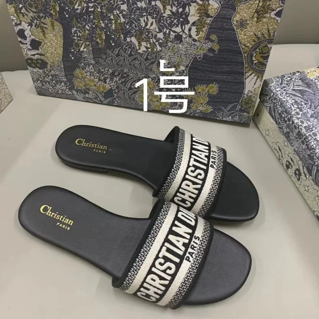 Christian Dior Slippers Dway Embroidered Logo Strap Slides product detail image 1