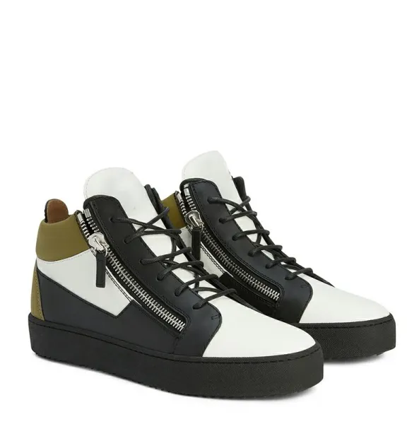 Design Giuseppe Zanotti Deco High-Top Sneakers White Black Olive Sneakers - 1