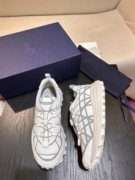 Design Geometric Mesh Sneakers Beige Chunky Sneakers - 2