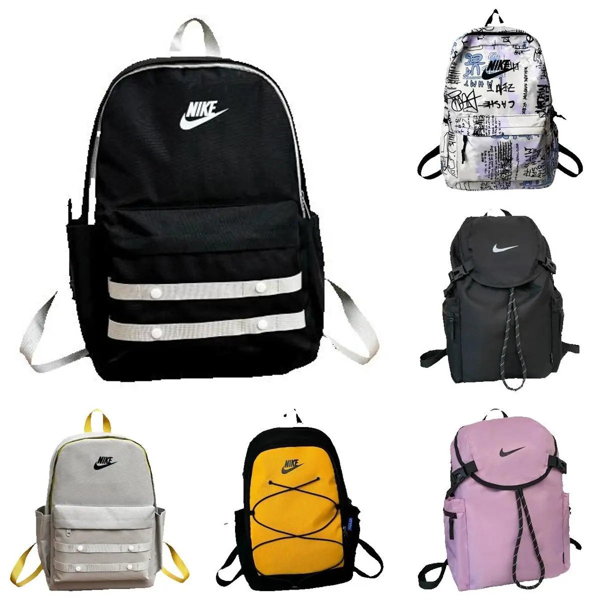 Nike Patchwork Mini Backpack Beige Gray - 2