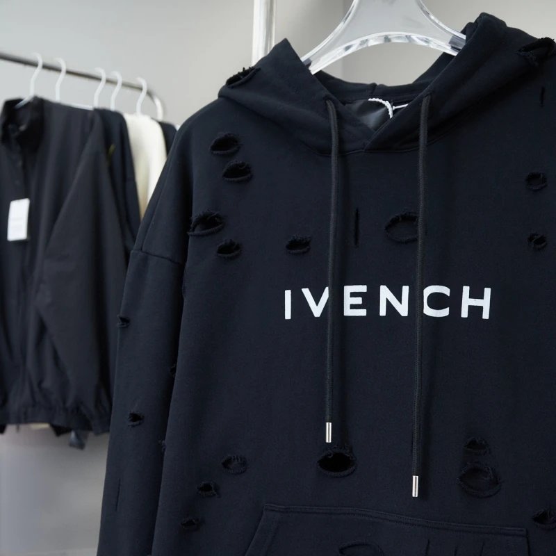 Givenchy Distressed Logo Hoodie Black - 6
