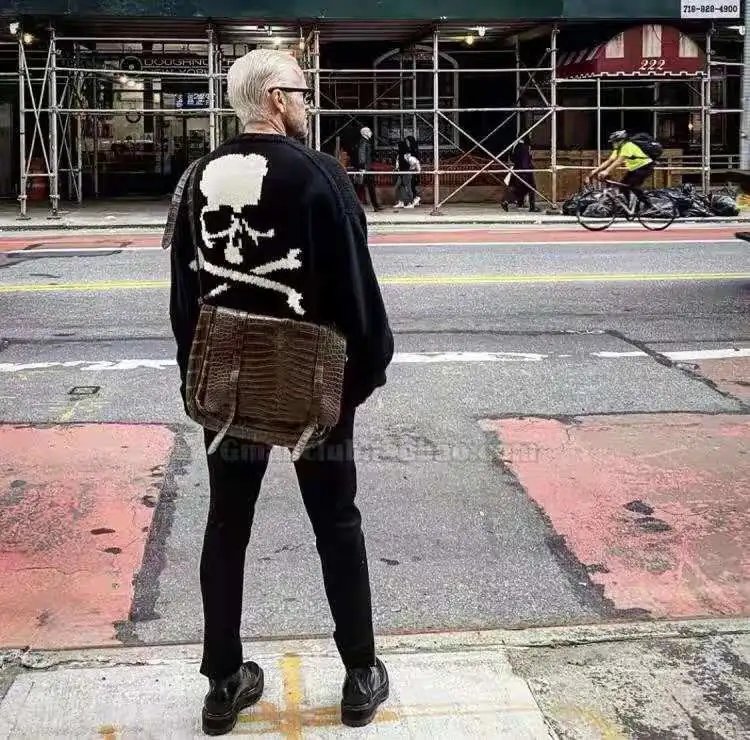 Design Skull Knit Sweater Black - 7