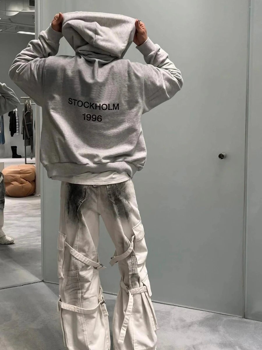 Design Stockholm 1997 Pink Oversized Hoodie with Distressed Denim Jeans Hoodie - 2