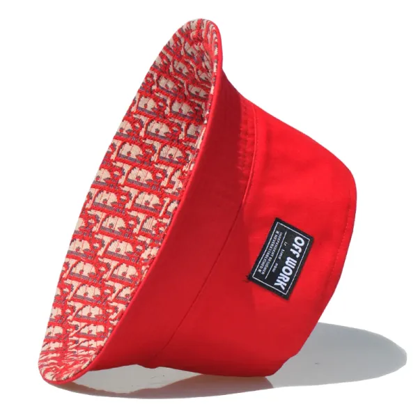 Off-White Bucket Hat Black with Signature Pattern - 3