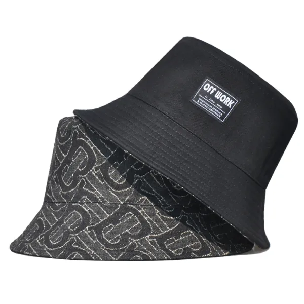 Off-White Bucket Hat Black with Signature Pattern - 4