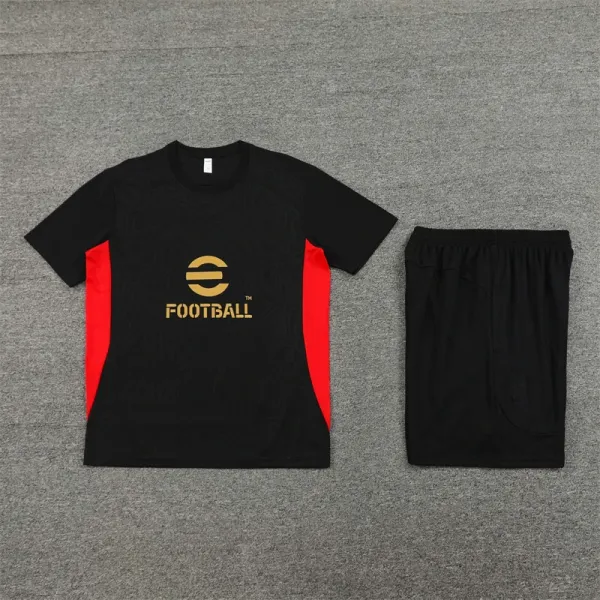 Design Football Performance Set Black Red Gold T-Shirt and Shorts - 1