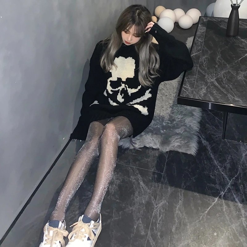 Design Skull Knit Sweater Black - 10