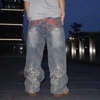 Baggy Dragon Print Jeans — seller photo 3