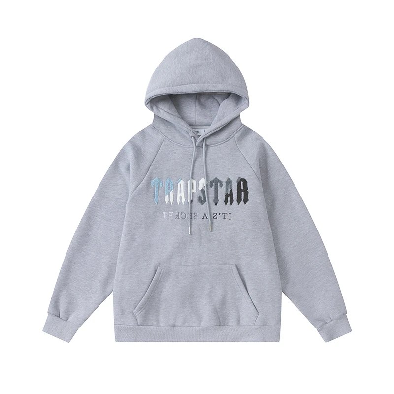 Trapstar Blue and White Towel Embroidered Fleecelined Sweatshirt Pants Winter Hooded pullover Casual Sports Outwear for Men and Women 4