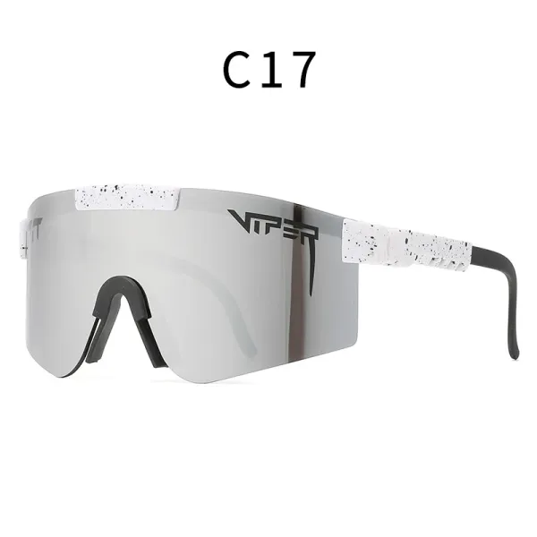 Design Viper C17 Sport Sunglasses White Speckle Silver Mirror Lens Eyewear - 1