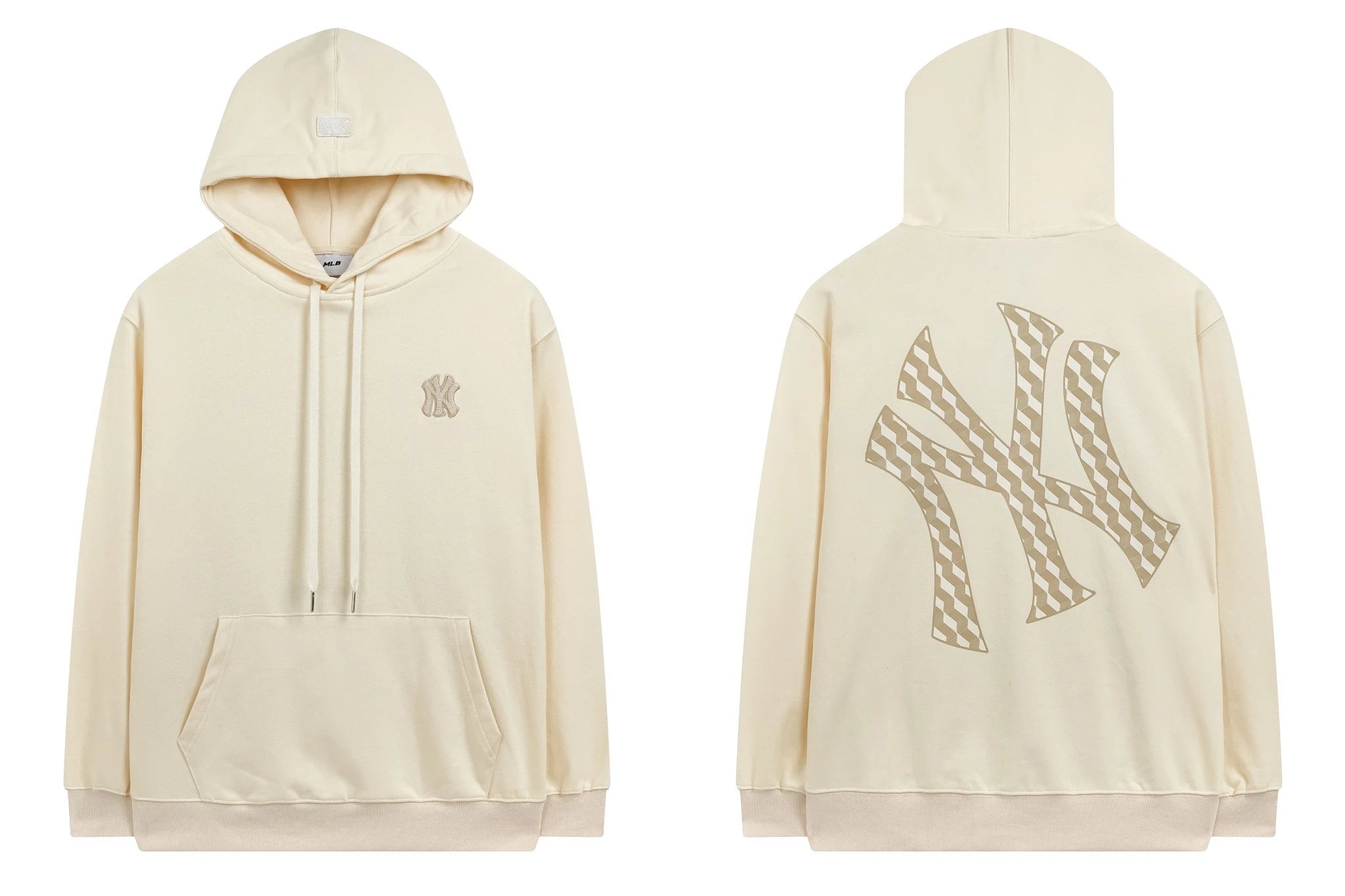 MLB New York Yankees and Boston Red Sox Logo Hoodie in Cream and Olive - 5