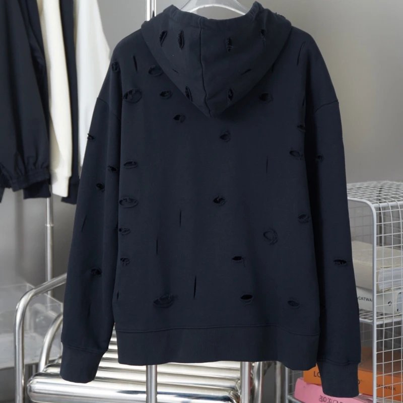 Givenchy Distressed Logo Hoodie Black - 4