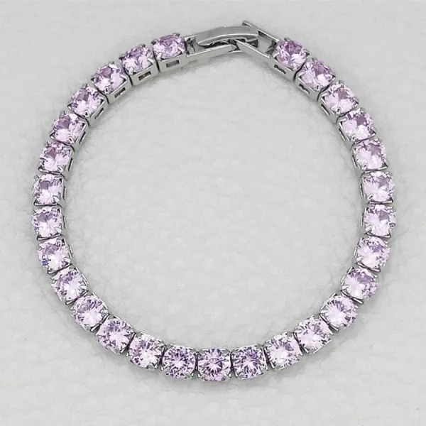 Design Tennis Bracelet Lilac Cubic Zirconia Bracelet Jewelry - 1