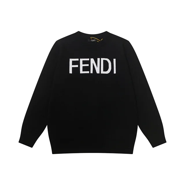 Fendi Knitwear Crew-Neck Logo and FF Monogram Knit Sweater product detail image 7