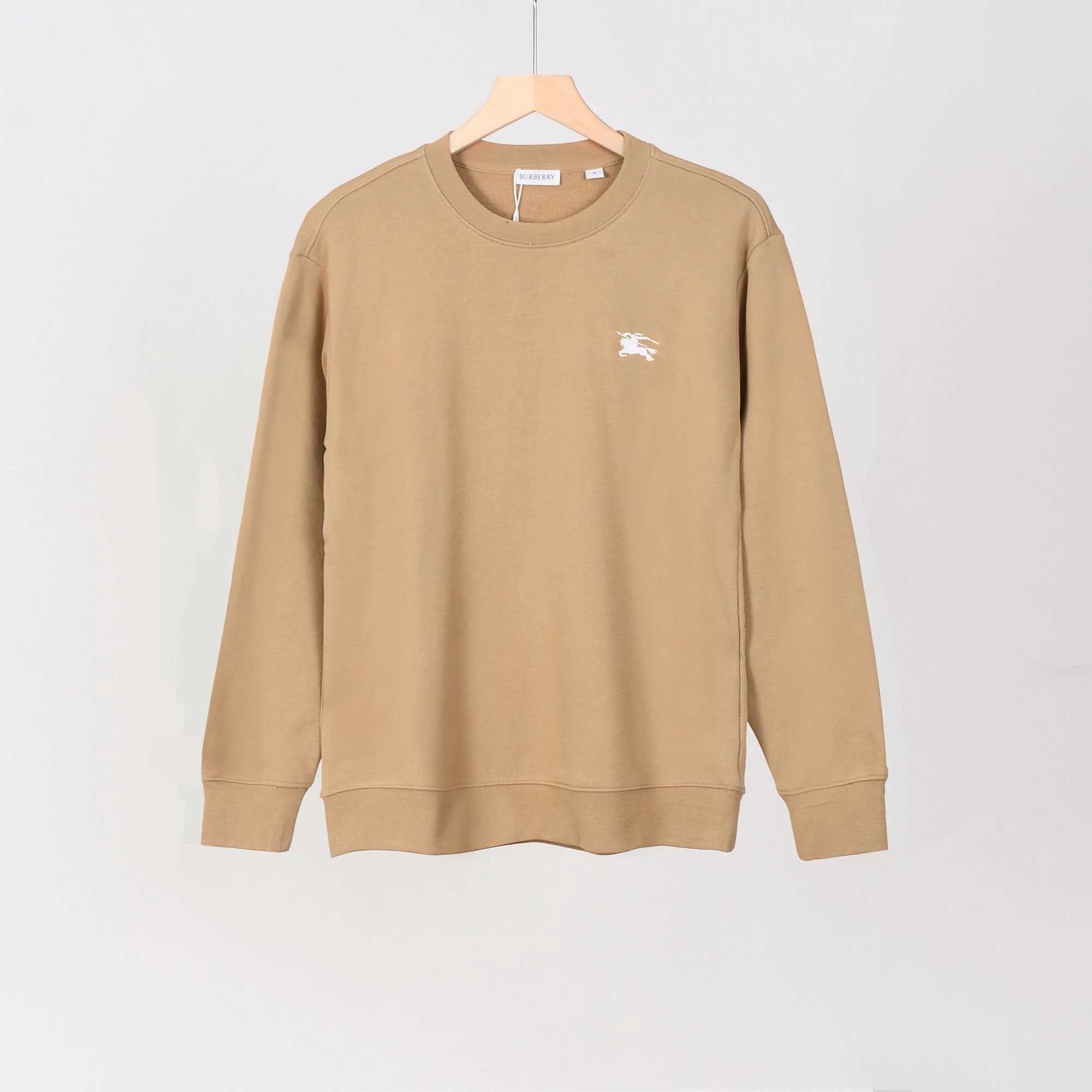 Burberry Equestrian Knight Embroidered Sweatshirt White with Vintage Check Cuffs Sweater - 4