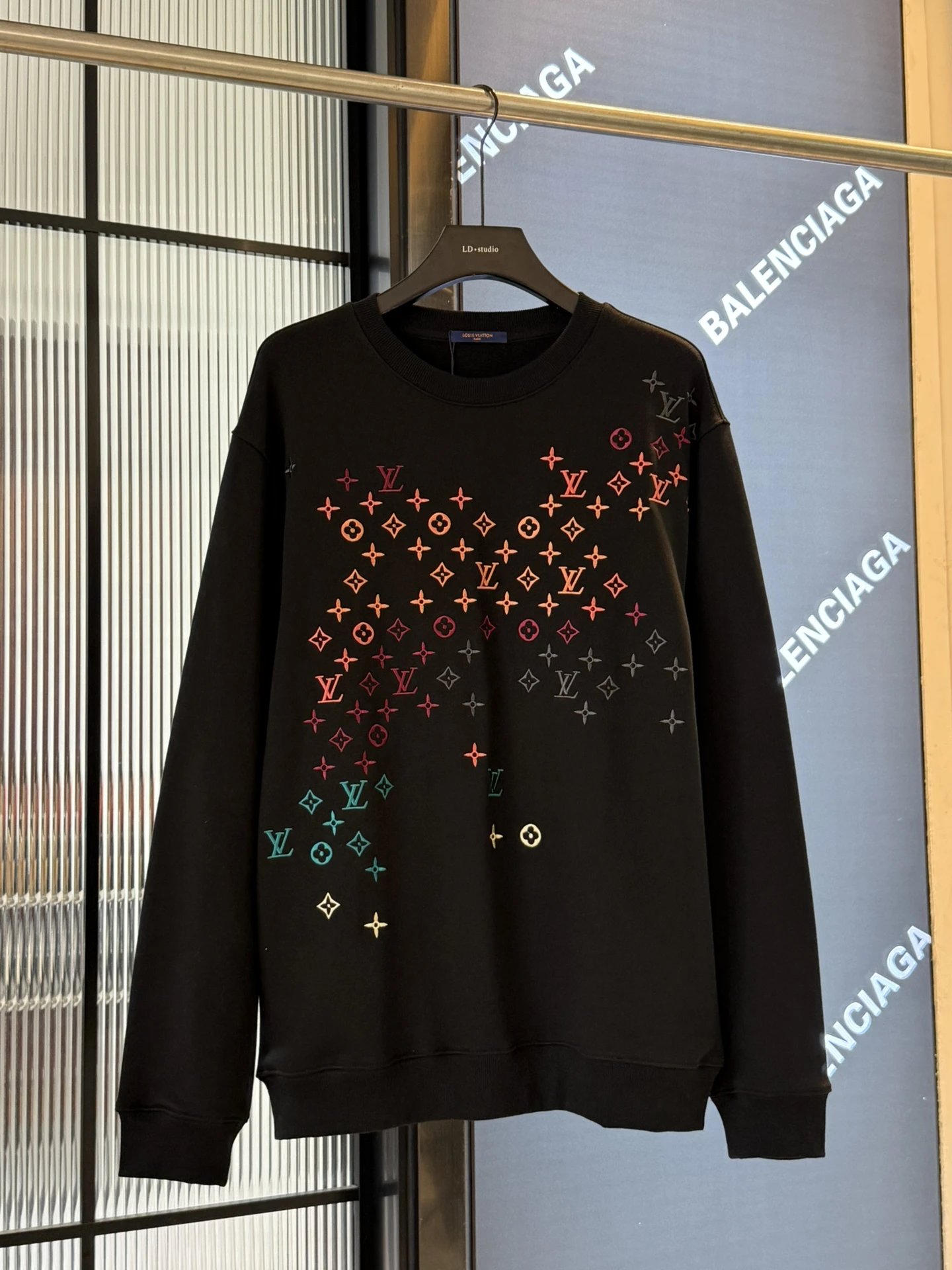 Louis Vuitton Monogram Gradient Embroidered Black Hoodie