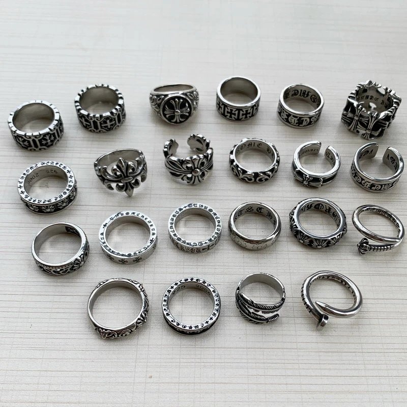 Punk Style Rotate Ring for Men Trendy Ins High Version Titanium Steel Cross Rotating Non-Fading Eternal Ring for Wome