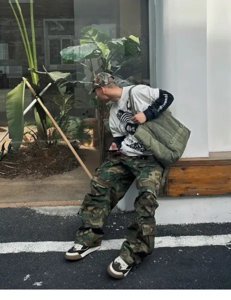 Design Oversized Hoodie with Gray Camo Cargo Pants and Chunky Boots - 14