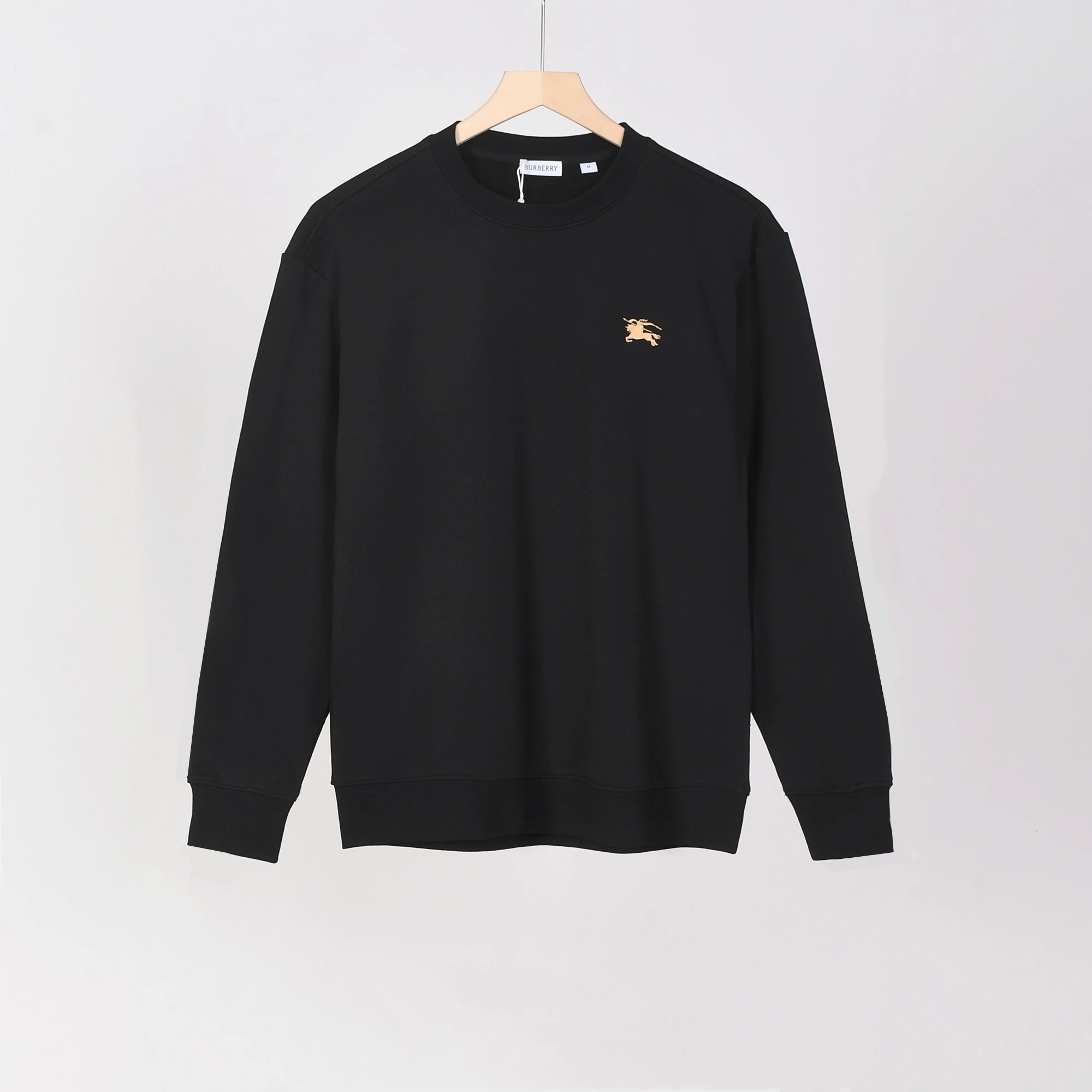 Burberry Equestrian Knight Embroidered Sweatshirt White with Vintage Check Cuffs Sweater - 3