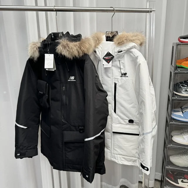 New Balance Down Jackets Hooded puffer styles, including faux-fur-trim hood options product detail image 6