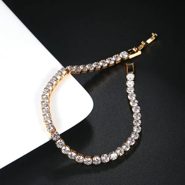 Design Tennis Bracelet Gold-Tone Cubic Zirconia Bracelet Jewelry - 1