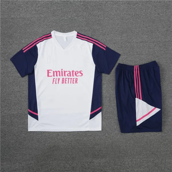 Real Madrid Training Kit White Navy Pink Jersey and Shorts Set - 1