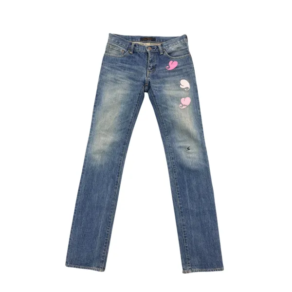Maison Margiela x Denim Tears Heart-Embroidered Distressed Jeans Blue - 5