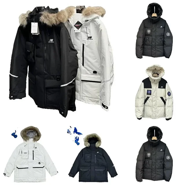 New Balance Down Jackets Hooded puffer styles, including faux-fur-trim hood options product detail image 1