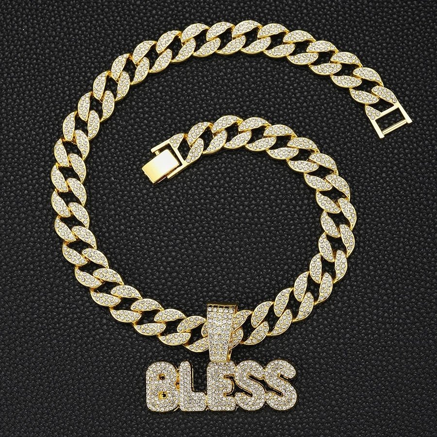 Design BLESS Iced Out Cuban Link Chain Necklace Jewelry - 1