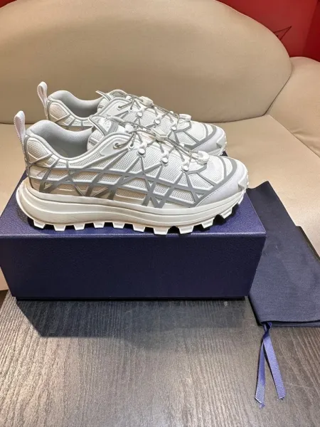 Design Geometric Mesh Sneakers Beige Chunky Sneakers - 4