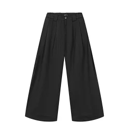 thumbnail for Lostmyself Pleated Baggy Scimitar Pants Loose A-Line Three-Dimensional Cut Black Dress Pants Casual Pants Wide-Leg Pants
