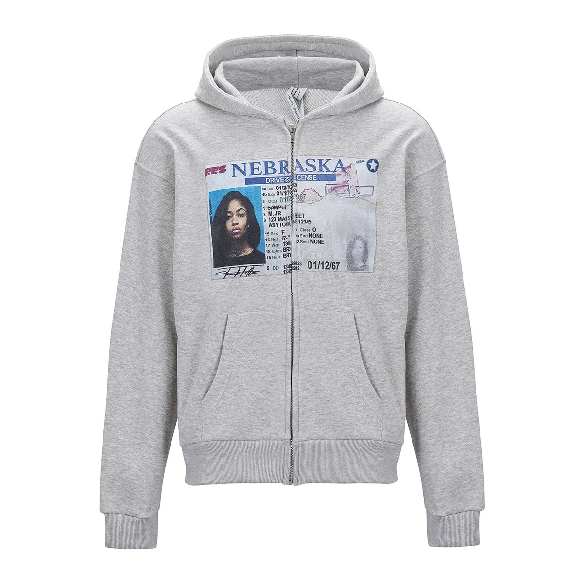 FROM THE STREET Zip Sweater Nebraska Graphic Grey