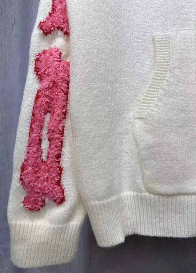 Amiri Knitwear Hooded knit sweater with textured sleeve motifs and kangaroo pocket product detail image 6