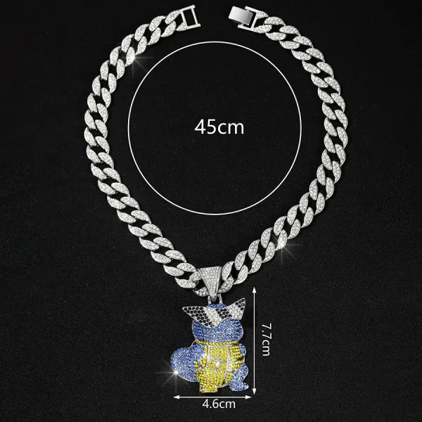 Design Pikachu Iced Out Cuban Link Necklace Multicolor Jewelry - 1