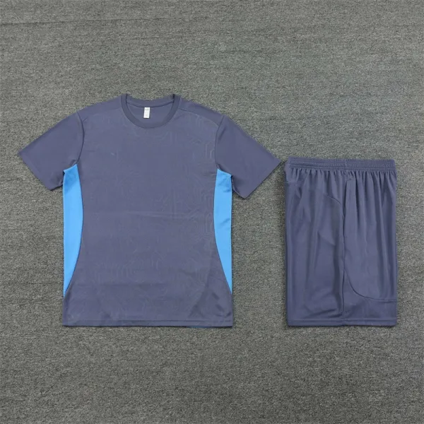 Design Performance Set Navy with Cyan Side Panels T-Shirt and Shorts - 1
