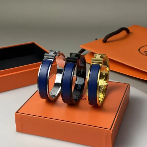 Hermès Clic H Bracelet Navy Blue and Black Enamel - 15