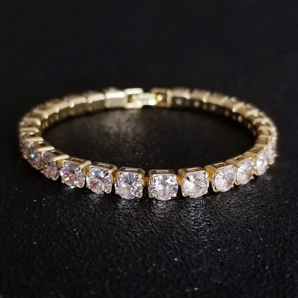 Design Tennis Bracelet Gold Tone Cubic Zirconia Bracelet Jewelry - 1