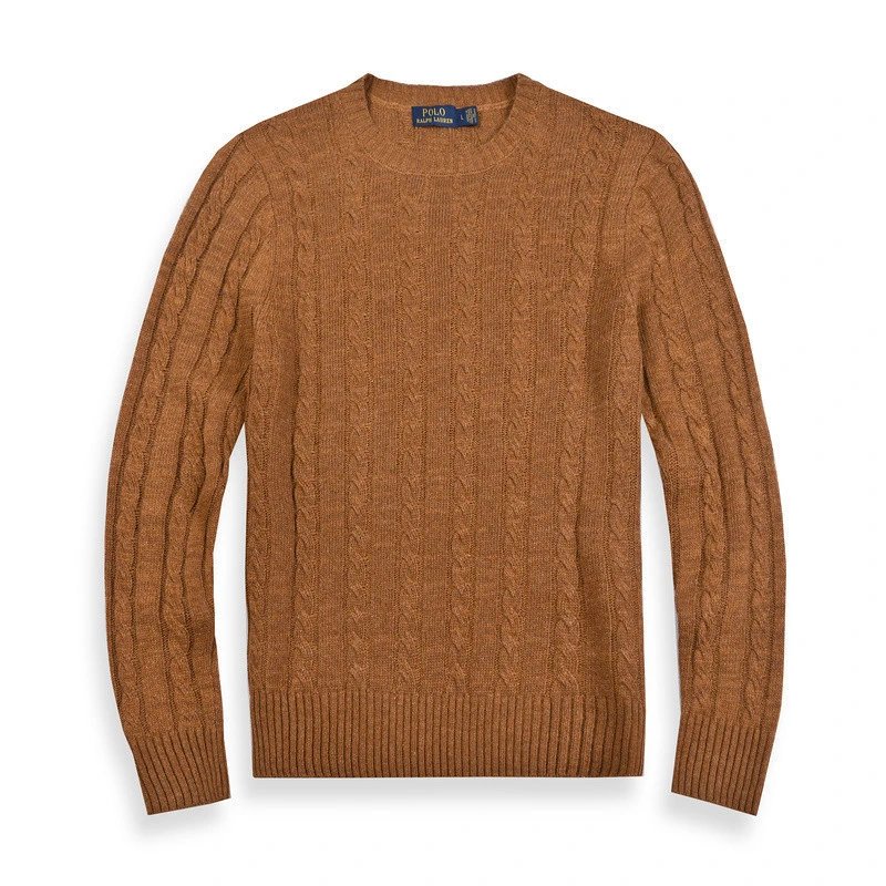 Polo Ralph Lauren Knitwear Cable-Knit Crewneck Sweater — M01 men's coffee