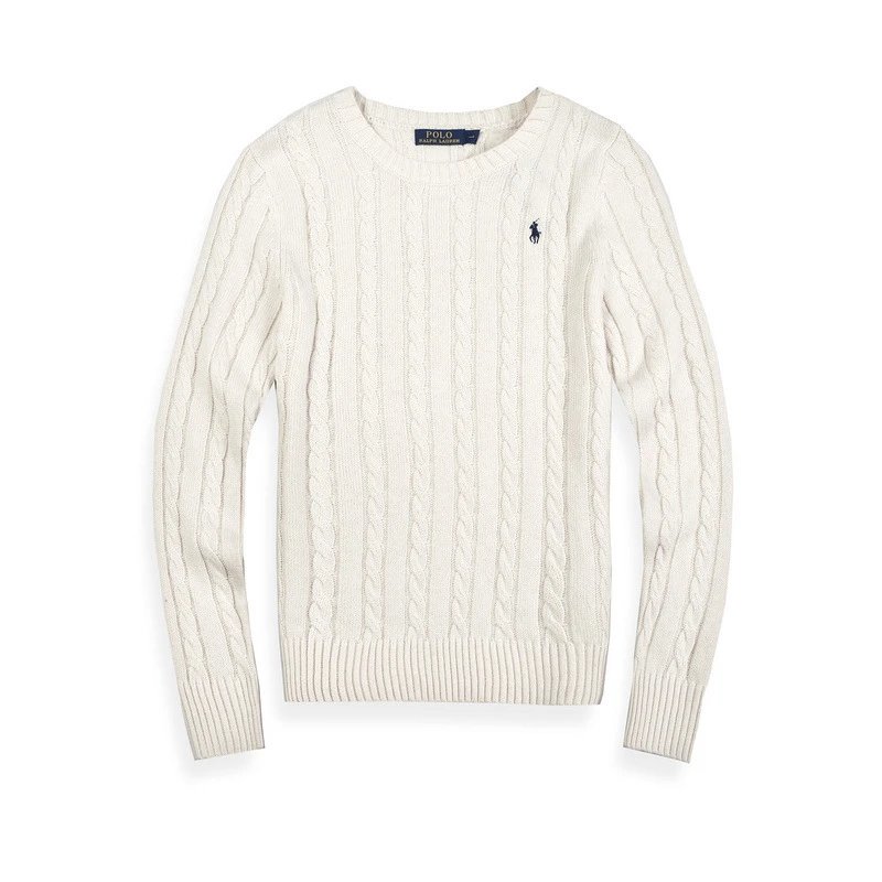 Polo Ralph Lauren Knitwear Cable-Knit Crewneck Sweater — M901 women round neck white