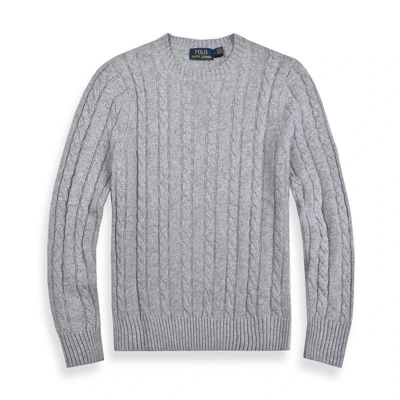 Polo Ralph Lauren Knitwear Cable-Knit Crewneck Sweater — M01 men's gray